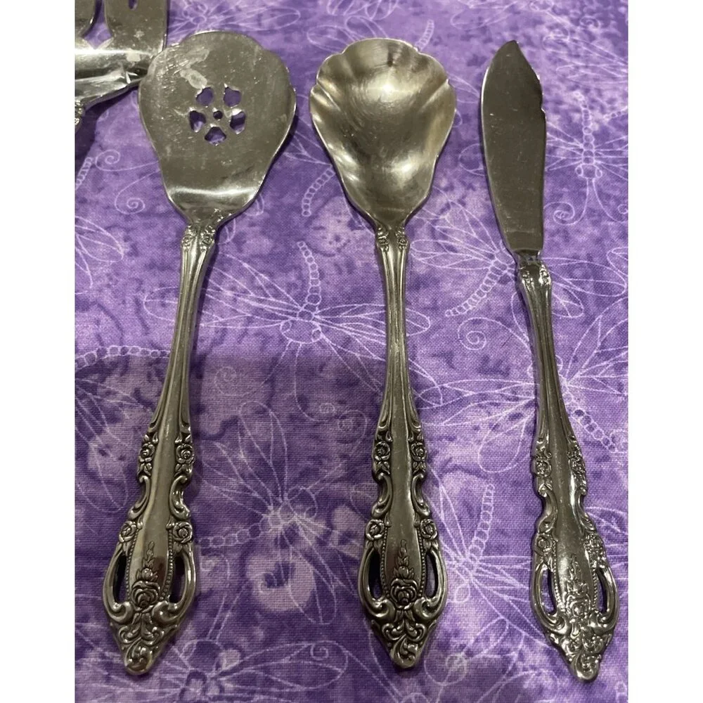 Oneida Brahms Community 5 Piece Hostess Set Ladle Fork Knife Sugar Stainless VTG